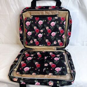 Clearlove NWT Black Floral Print Zip Travel Hanging Toiletry Bag College Dorm